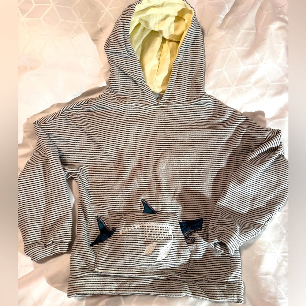 Milk On The Rocks Hooded Cotton Shark Pullover Top -Boys or Girls 10 yr